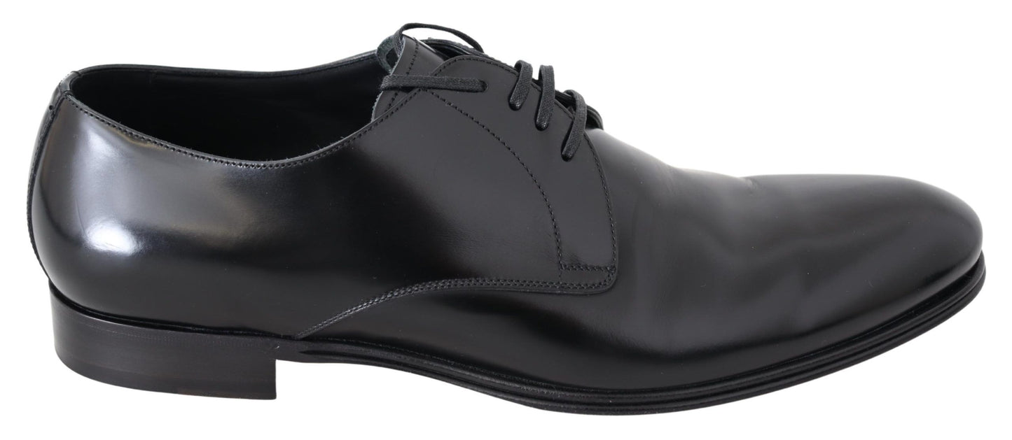 Dolce & Gabbana Elegant Black Leather Derby Dress Shoes