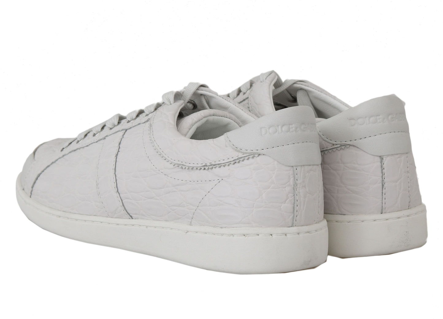 Dolce & Gabbana Exquisite White Caiman Crocodile Sneakers