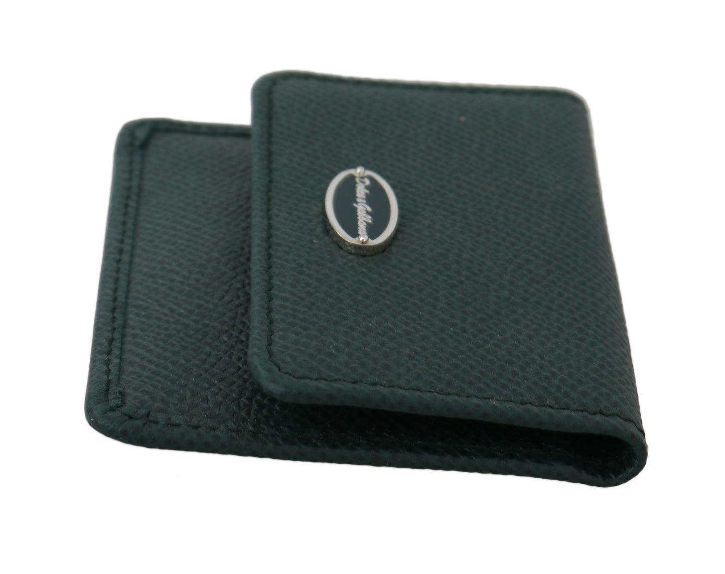 Dolce & Gabbana Elegant Green Leather Condom Case Wallet