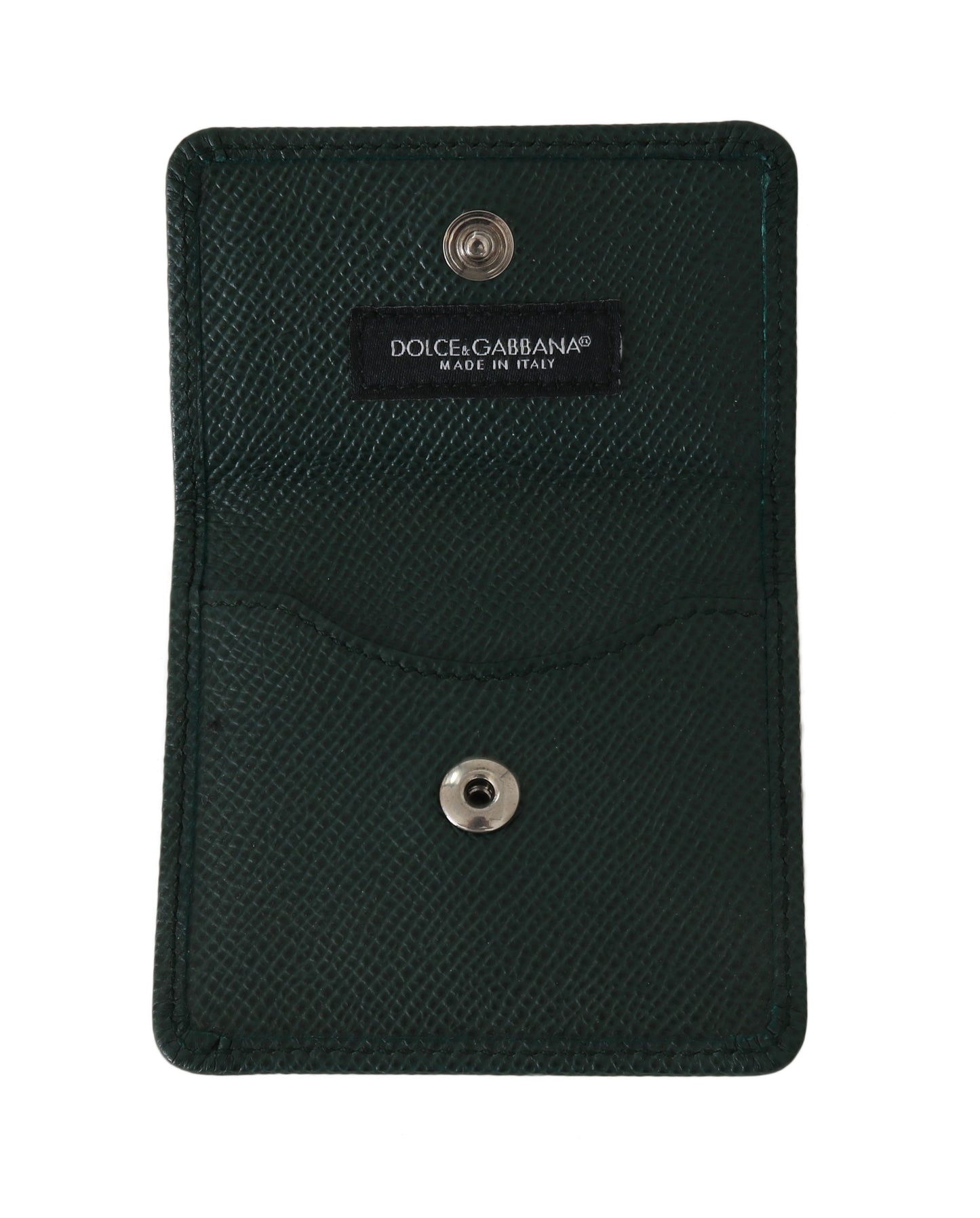 Dolce & Gabbana Elegant Green Leather Condom Case Wallet