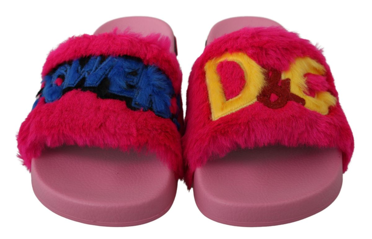 Dolce & Gabbana Chic Pink Power Slide Sandals – Perfect Beachwear