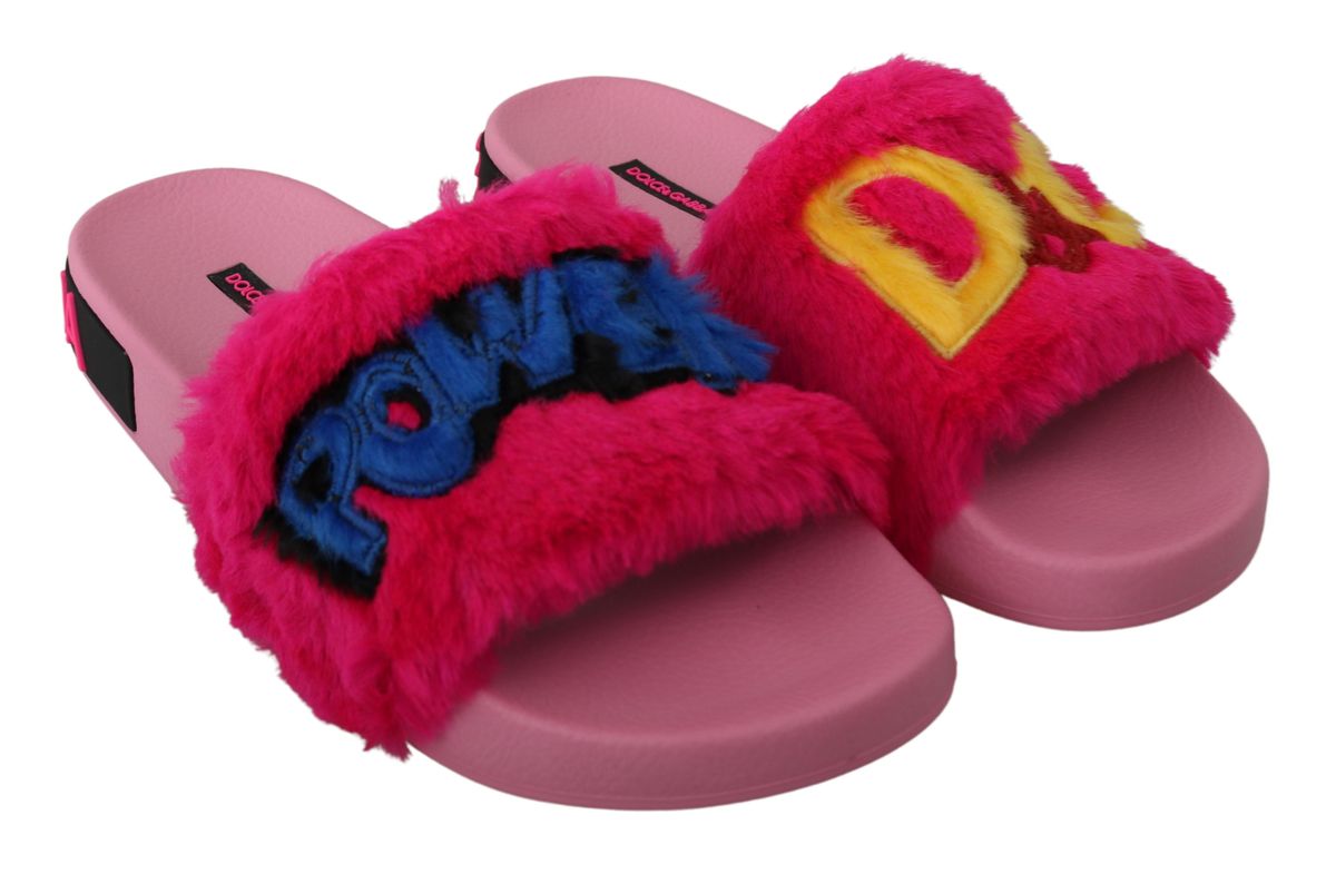 Dolce & Gabbana Chic Pink Power Slide Sandals – Perfect Beachwear