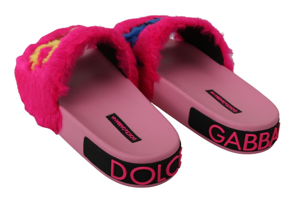 Dolce & Gabbana Chic Pink Power Slide Sandals – Perfect Beachwear