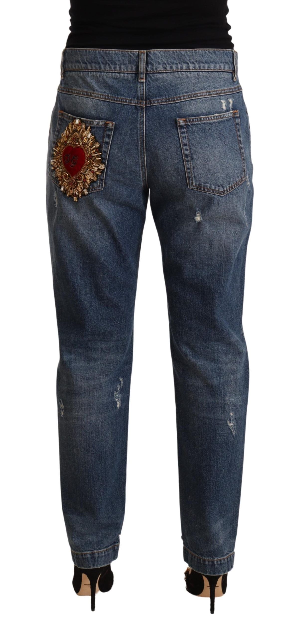 Dolce & Gabbana Chic Embroidered Boyfriend Fit Denim Jeans