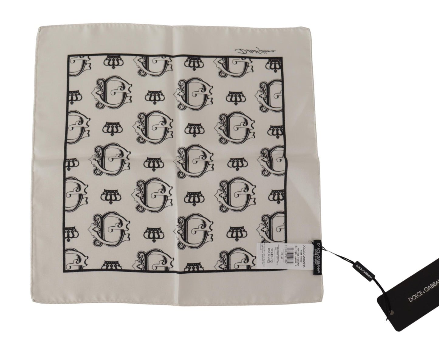 Dolce & Gabbana Elegant Men's White Silk Square Scarf