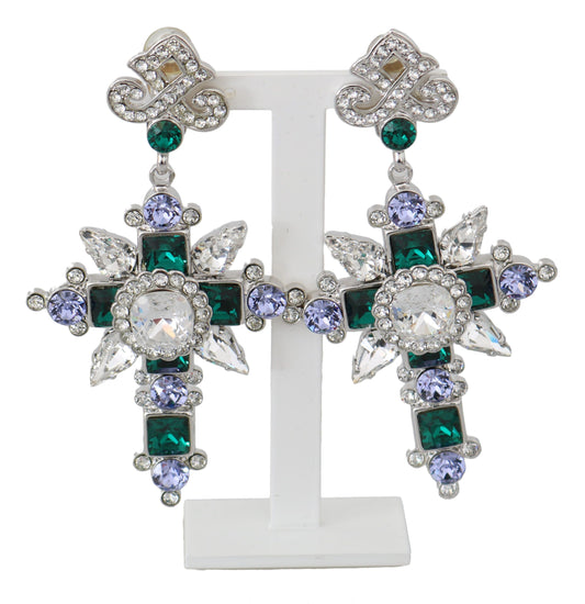 Dolce & Gabbana Elegant Silver Cross Clip-on Earrings