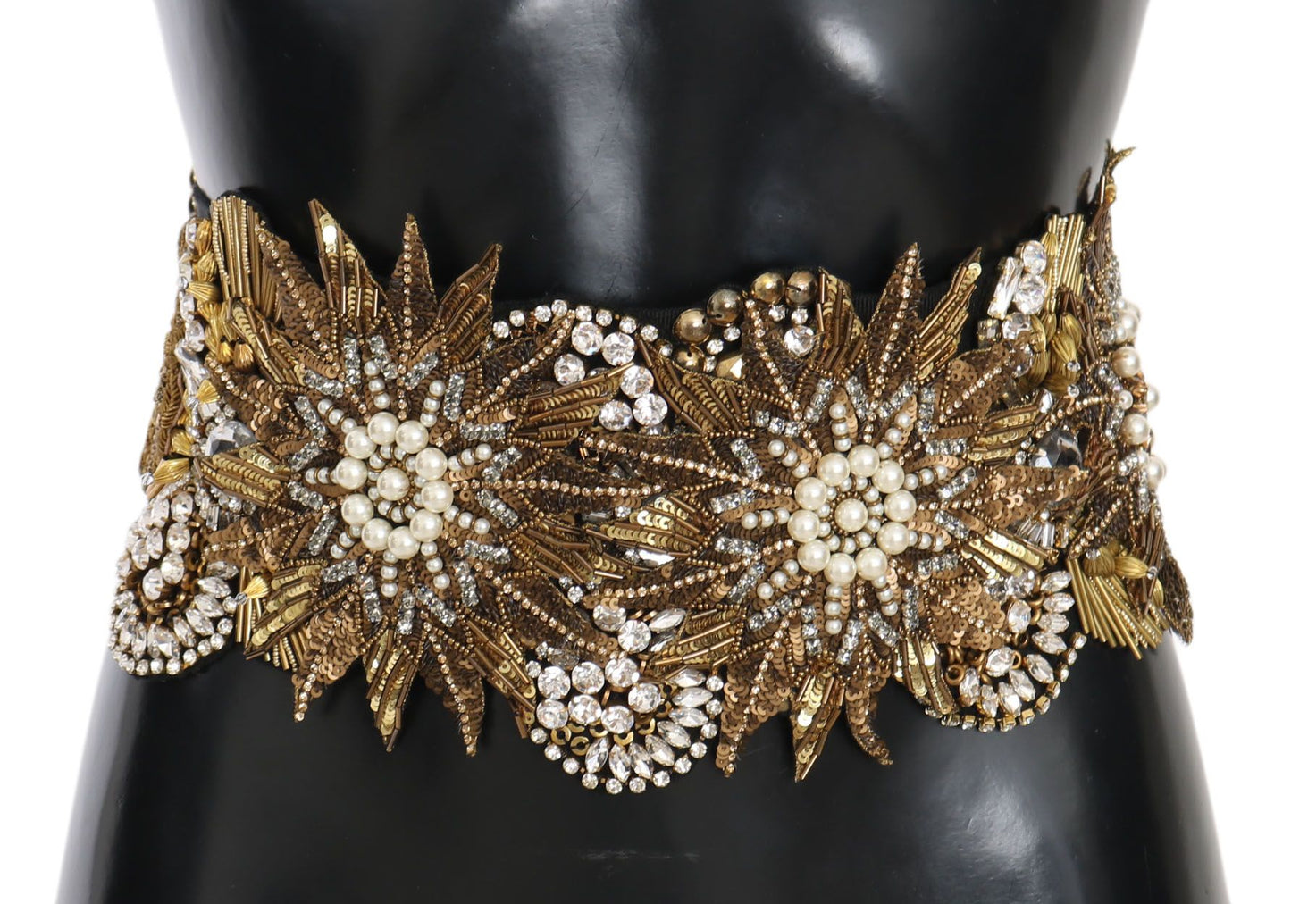 Dolce & Gabbana Elegant Crystal Waist Belt with Floral Details