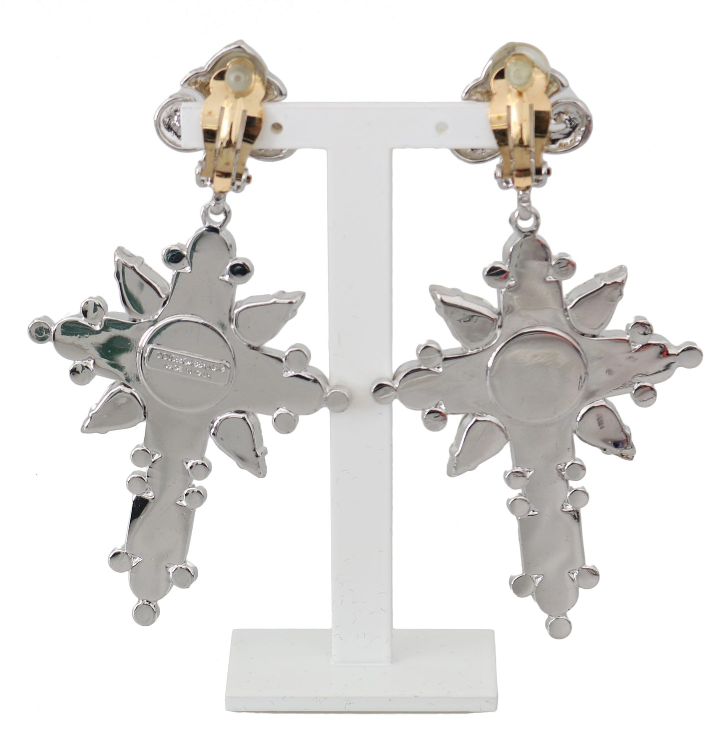 Dolce & Gabbana Elegant Silver Cross Clip-on Earrings