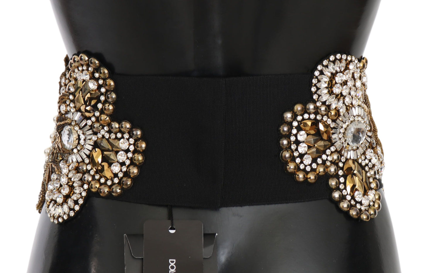 Dolce & Gabbana Elegant Crystal Waist Belt with Floral Details