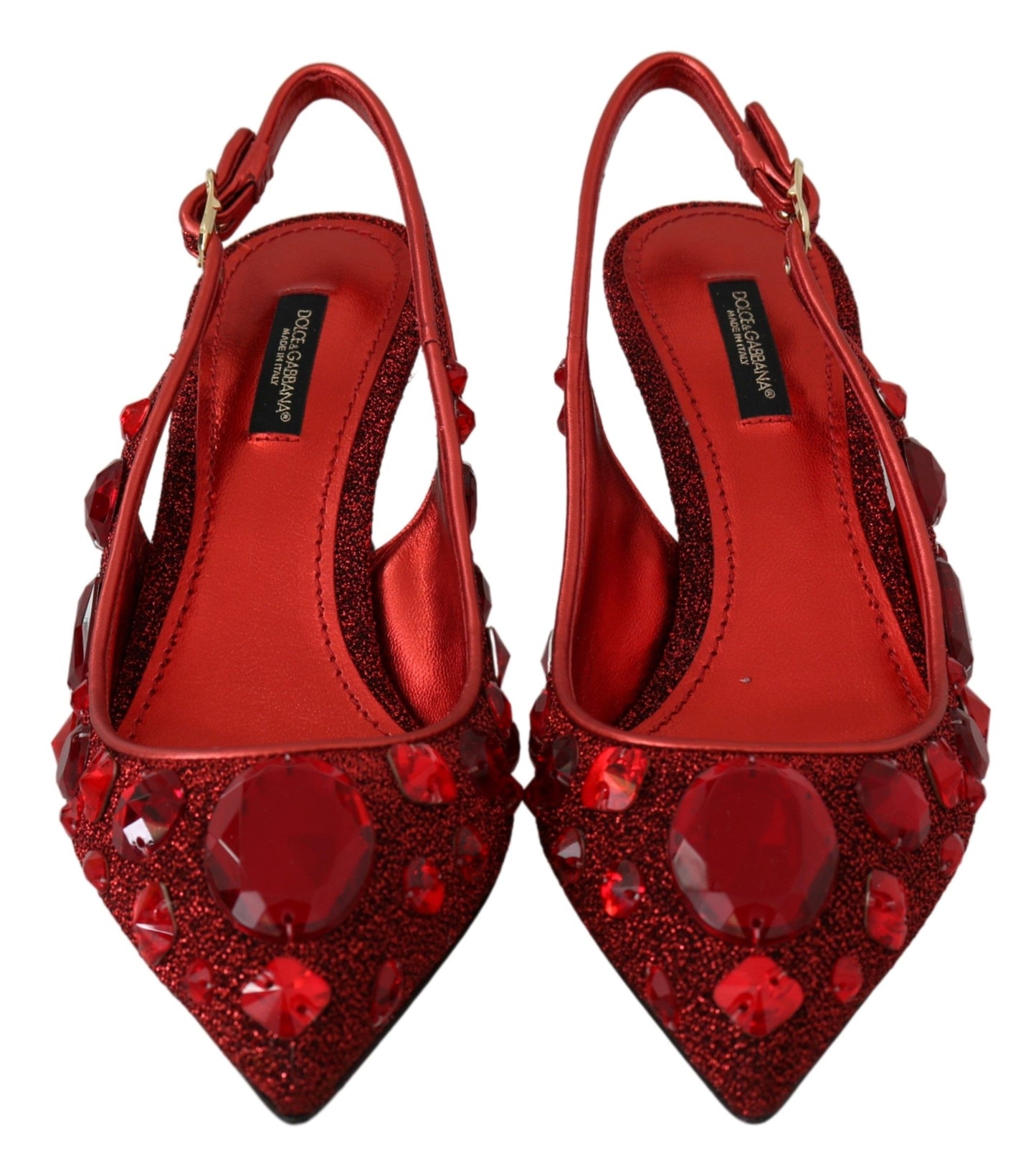 Dolce & Gabbana Radiant Red Slingback Pumps with Crystal Motifs