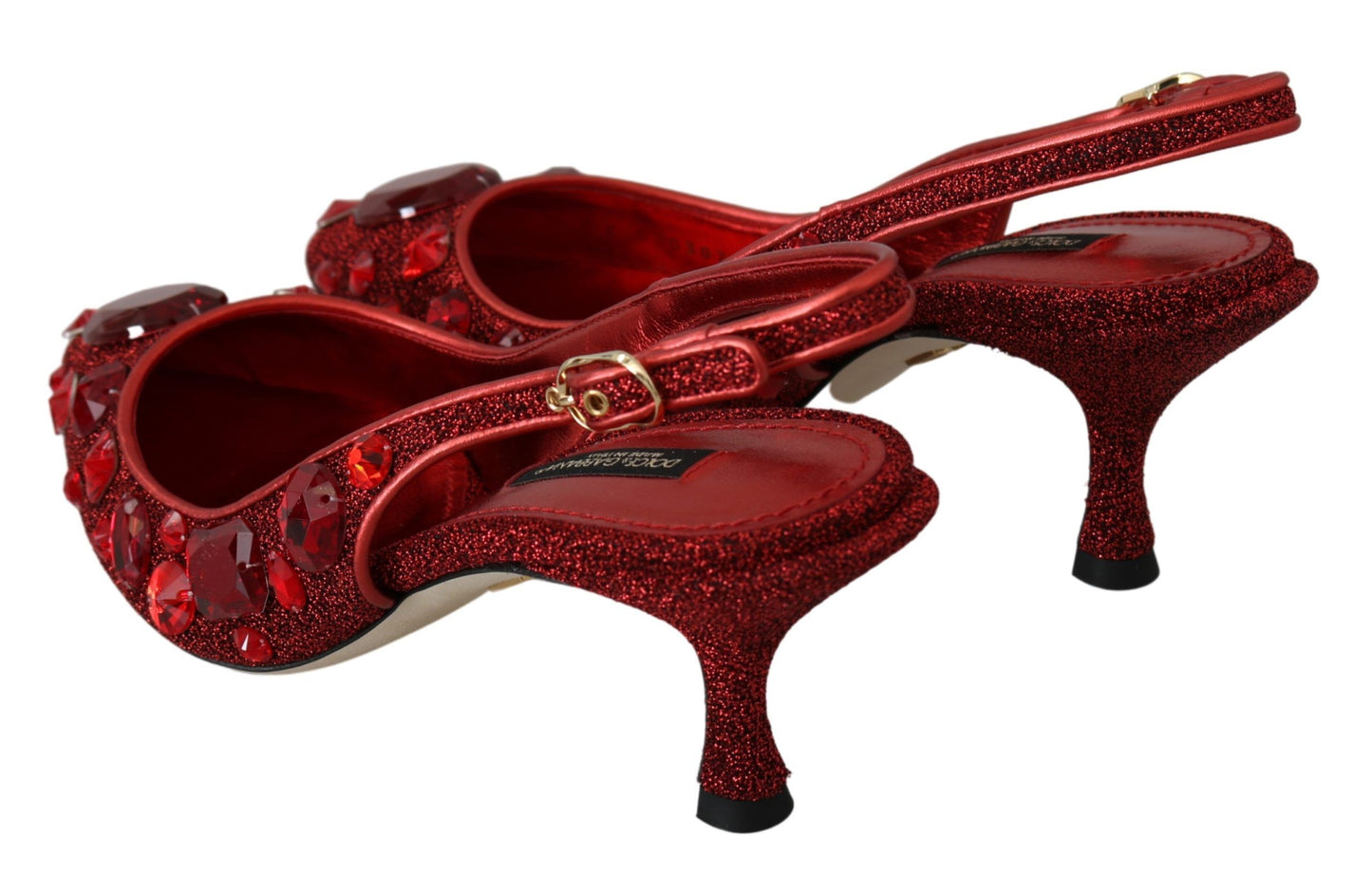 Dolce & Gabbana Radiant Red Slingback Pumps with Crystal Motifs