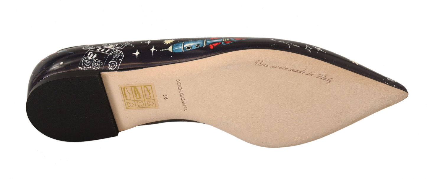 Dolce & Gabbana Elegant Outer Space Print Flat Loafers