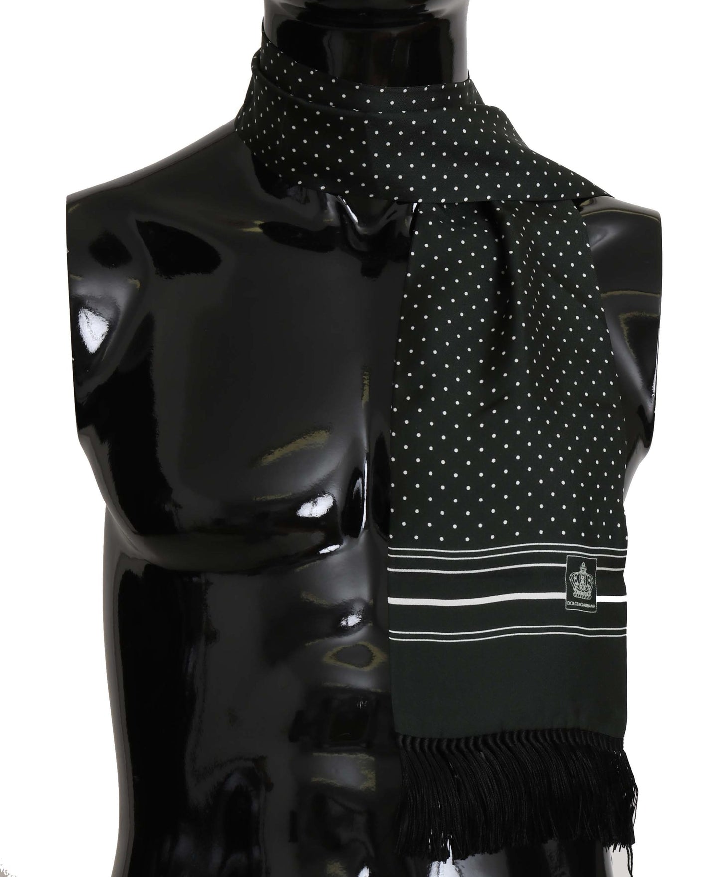 Dolce & Gabbana Elegant Green Polka Dot Silk Mens Scarf