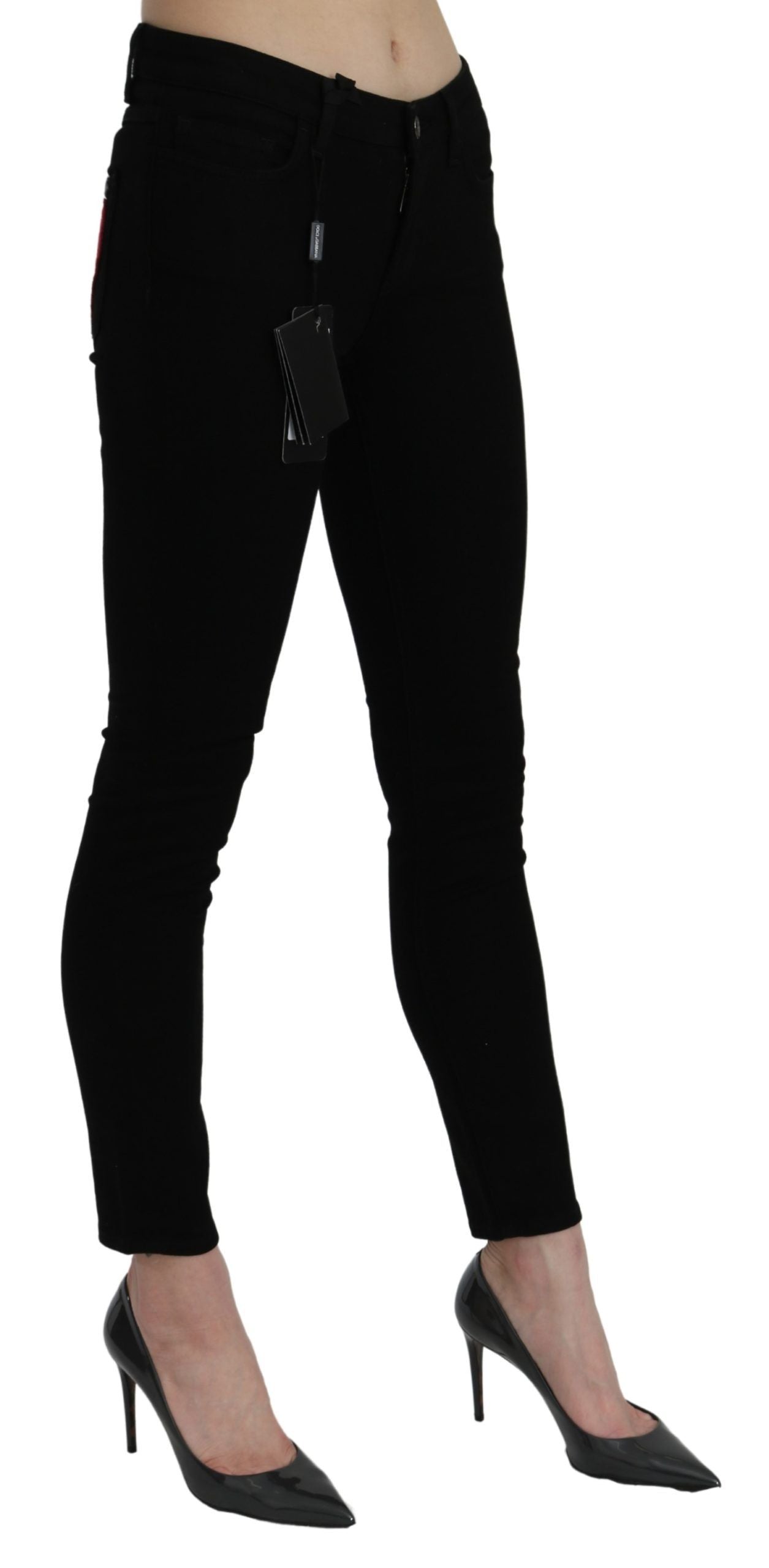 Dolce & Gabbana Chic Slim Fit Black Cropped Jeans