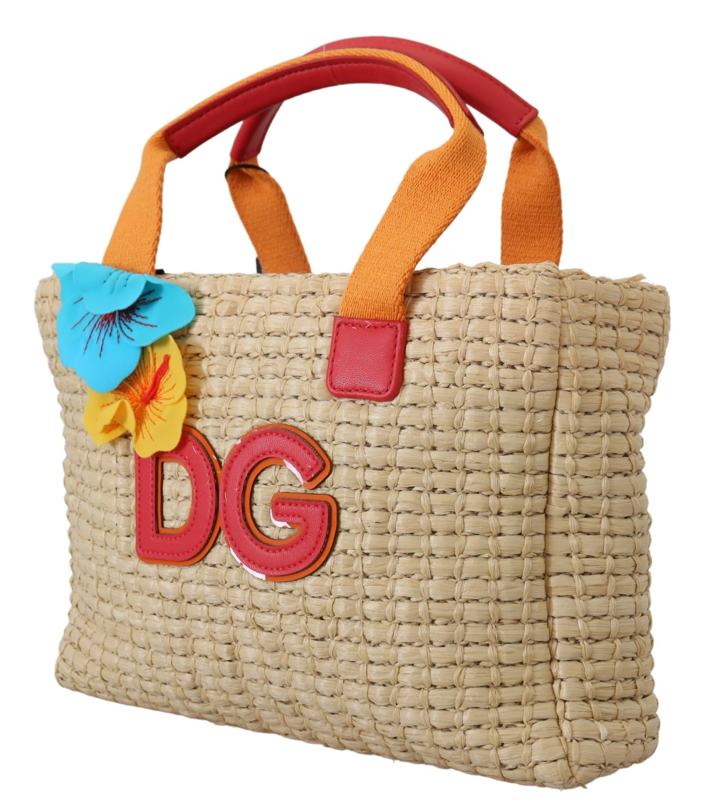 Dolce & Gabbana Chic Beige Multicolor Straw Tote