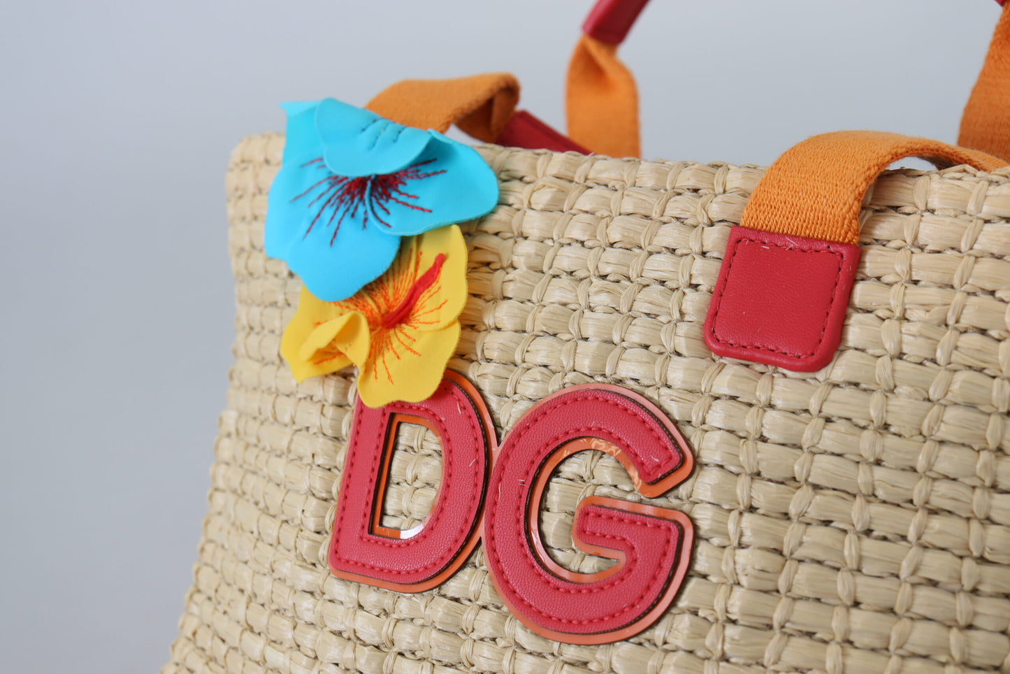 Dolce & Gabbana Chic Beige Multicolor Straw Tote