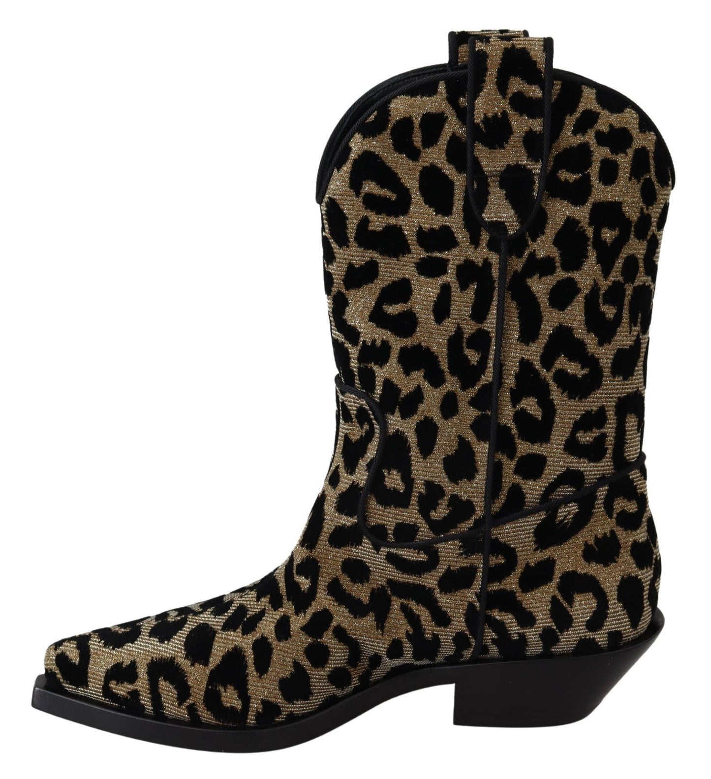 Dolce & Gabbana Gold Black Western-Inspired Luxe Boots