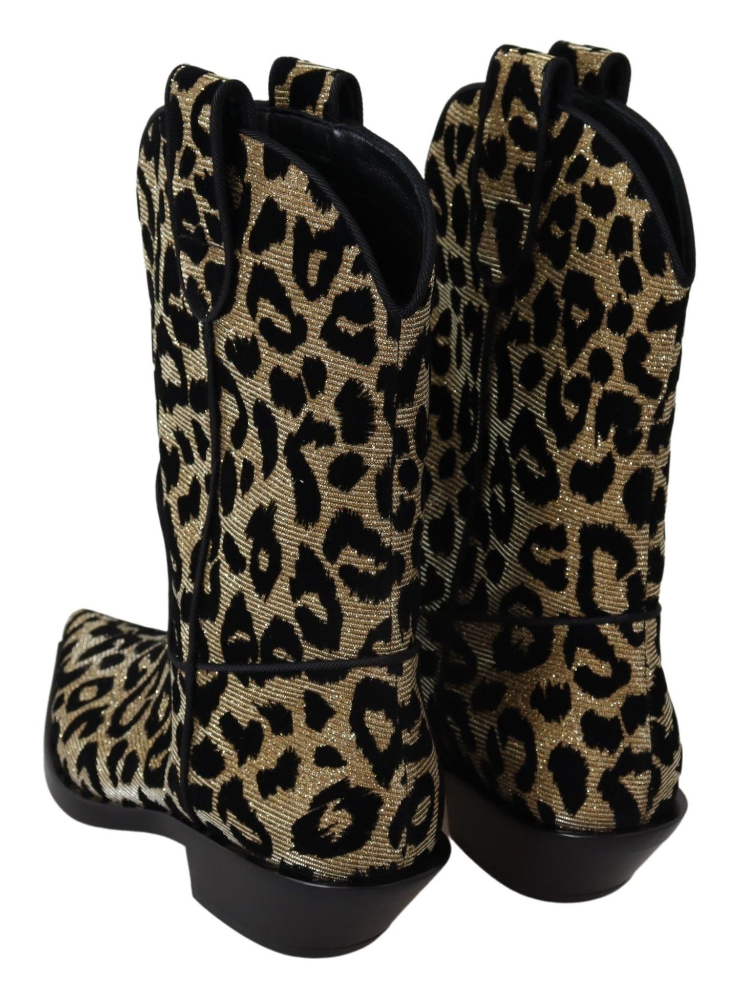 Dolce & Gabbana Gold Black Western-Inspired Luxe Boots