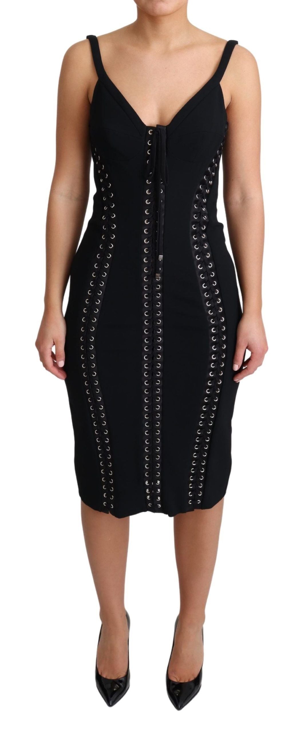 Dolce & Gabbana Elegant Black Bodycon Zip Dress