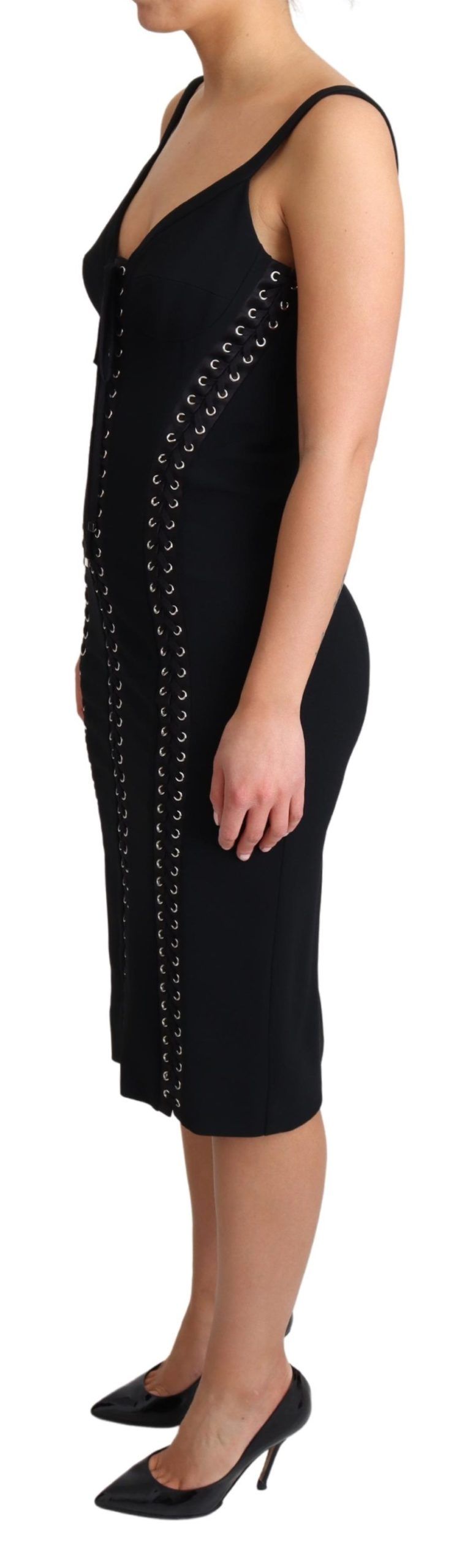 Dolce & Gabbana Elegant Black Bodycon Zip Dress