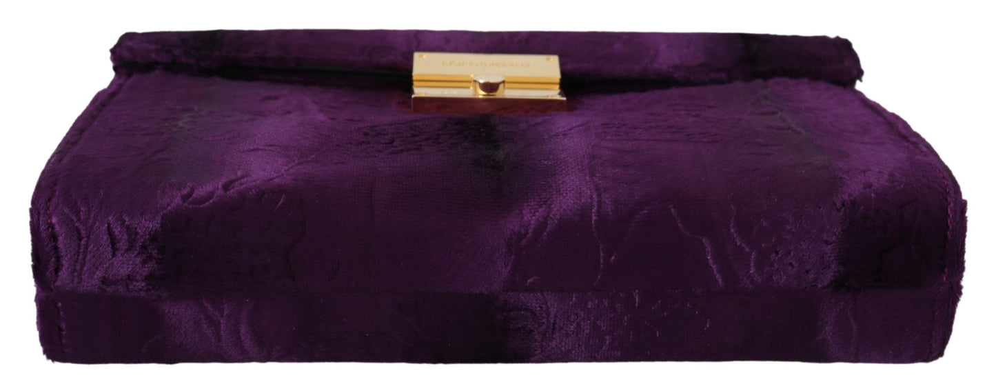 Dolce & Gabbana Chic Velvet Crocodile-Print Clutch Bag