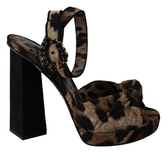 Dolce & Gabbana Leopard Print Ankle Strap Sandals