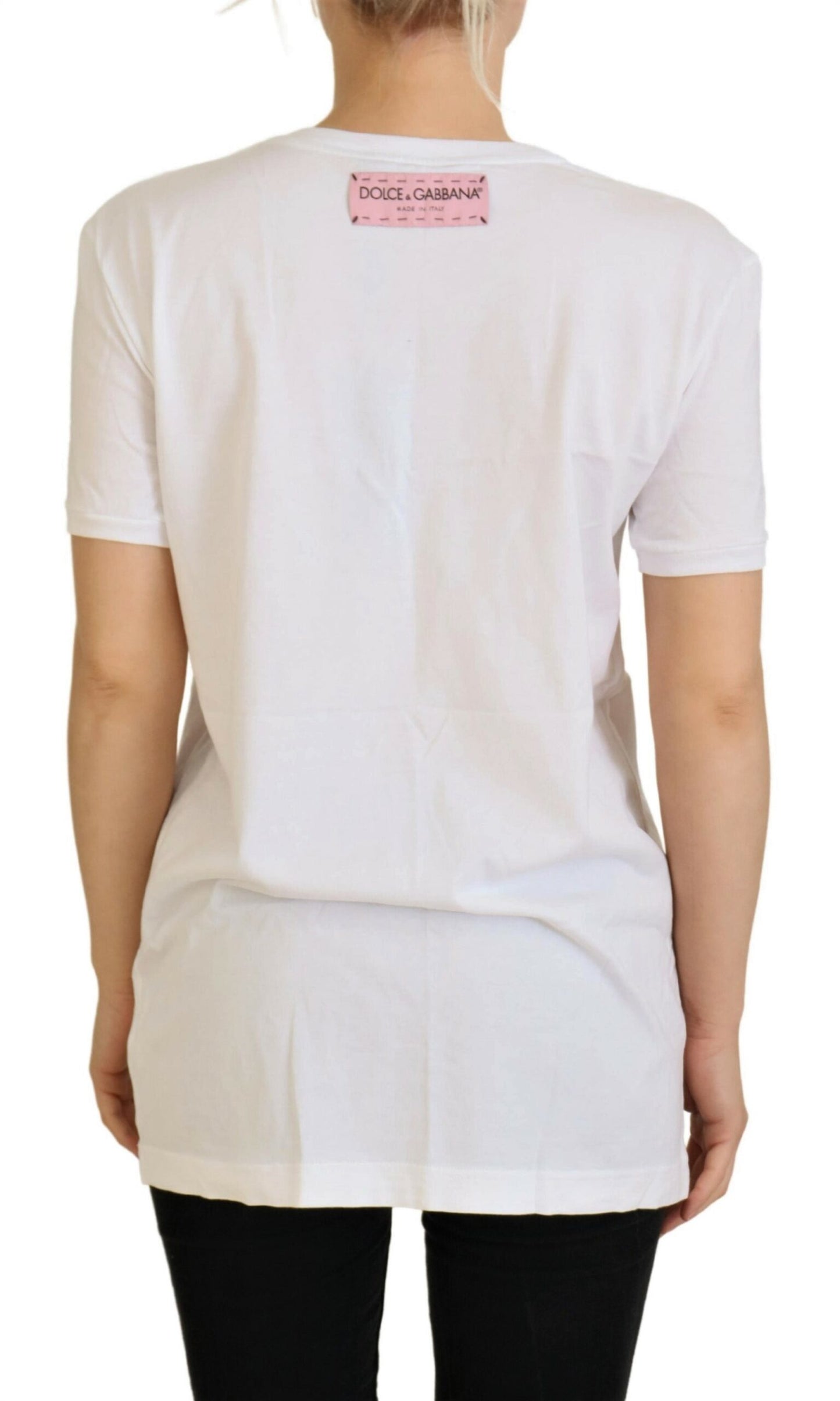 Dolce & Gabbana White Cotton Top Fashion Explosion T-shirt