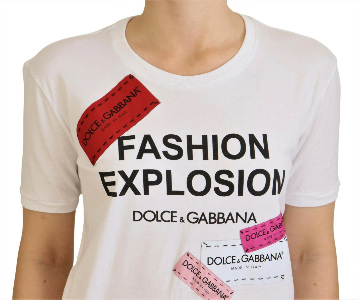 Dolce & Gabbana White Cotton Top Fashion Explosion T-shirt