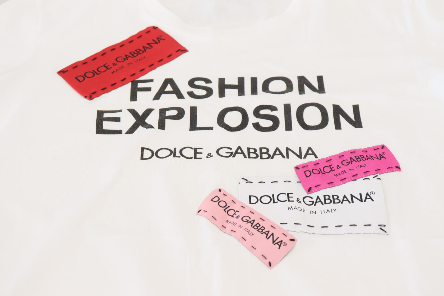 Dolce & Gabbana White Cotton Top Fashion Explosion T-shirt