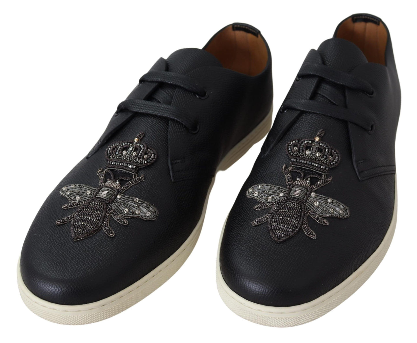 Dolce & Gabbana Elegant Black Leather Casual Sneakers