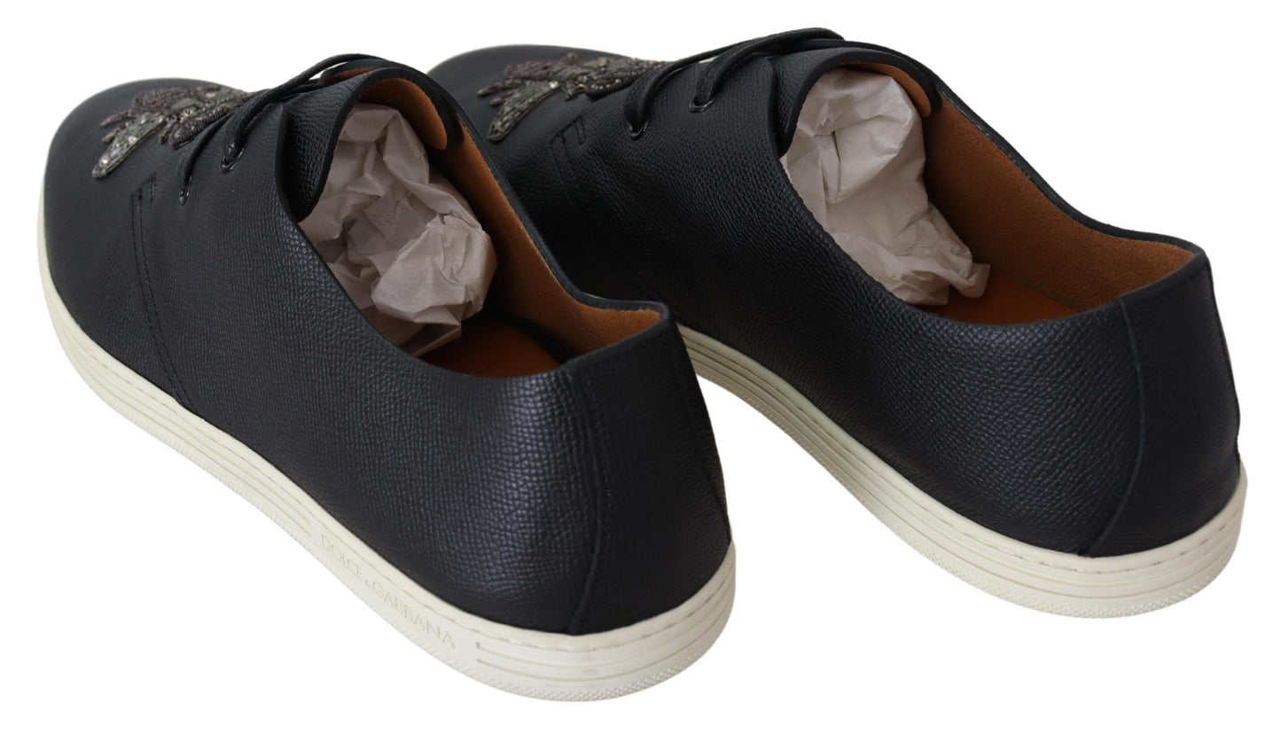 Dolce & Gabbana Elegant Black Leather Casual Sneakers