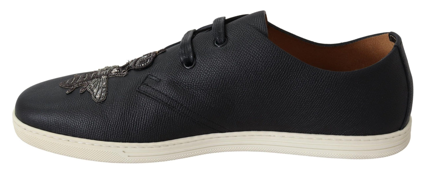 Dolce & Gabbana Elegant Black Leather Casual Sneakers