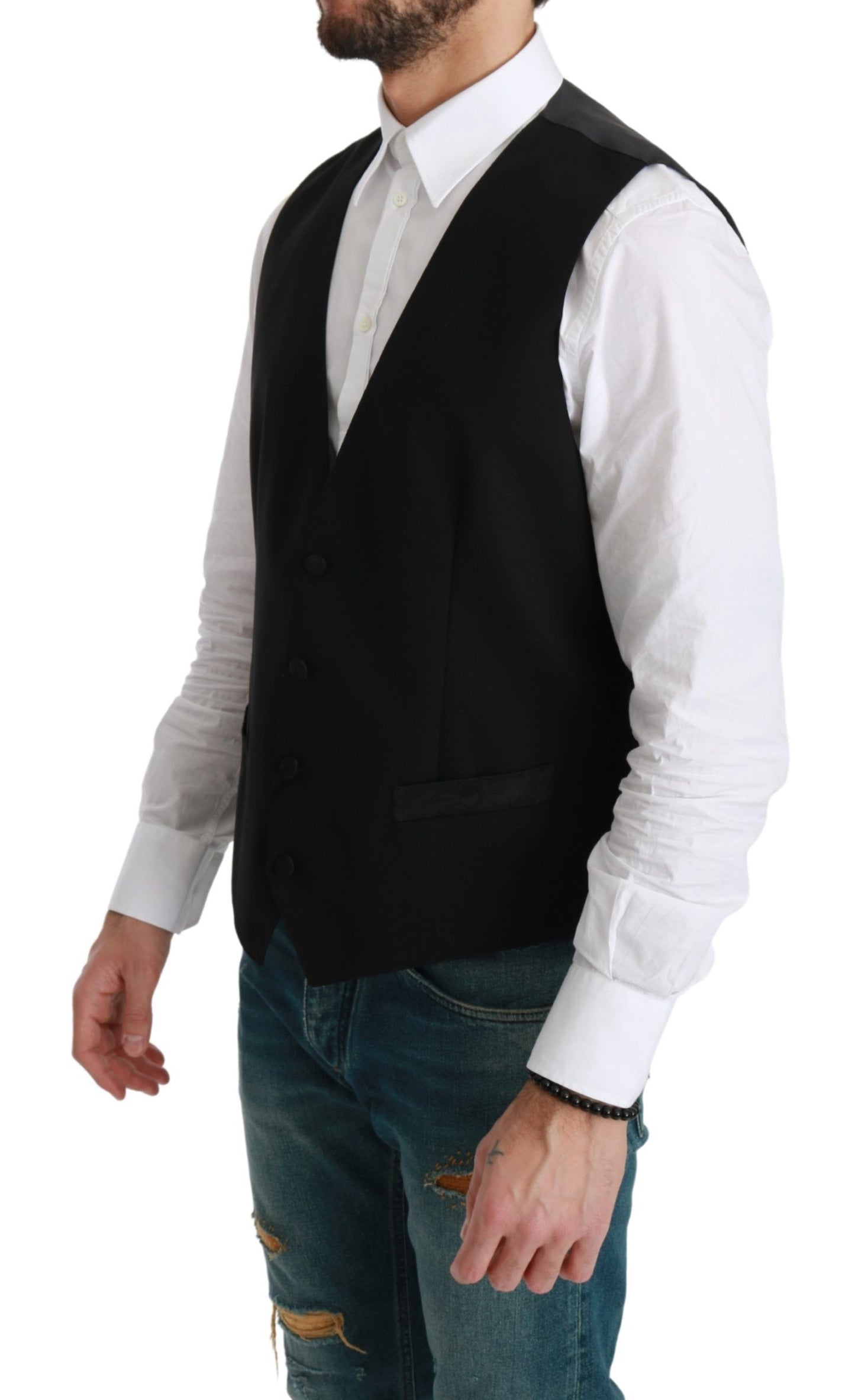 Dolce & Gabbana Elegant Black Wool-Blend Formal Vest