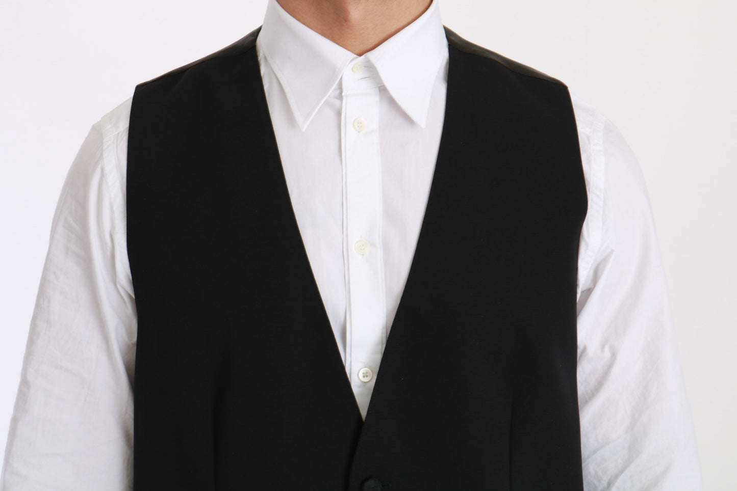 Dolce & Gabbana Elegant Black Wool-Blend Formal Vest