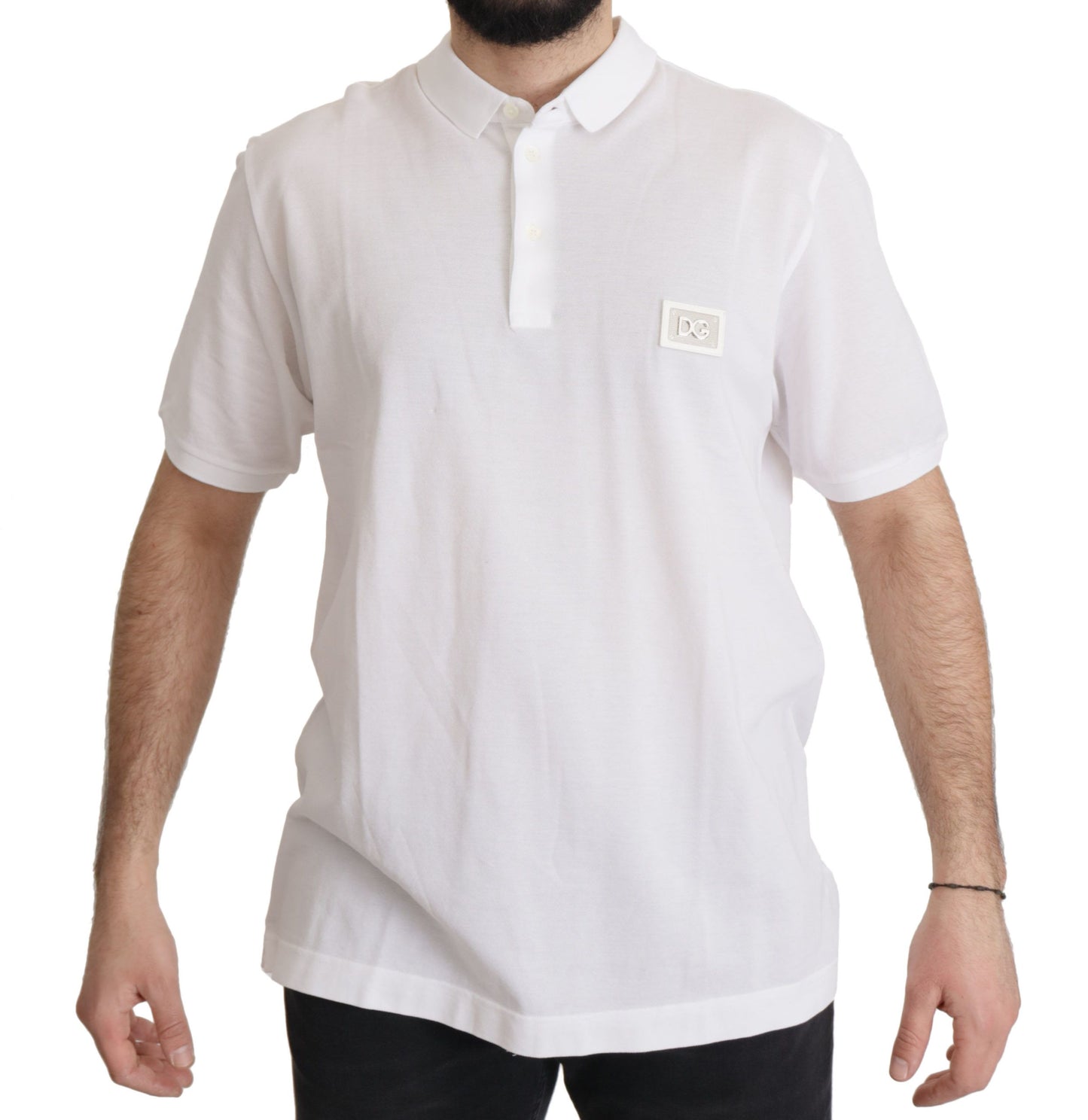 Dolce & Gabbana Elegant White Cotton Polo T-Shirt