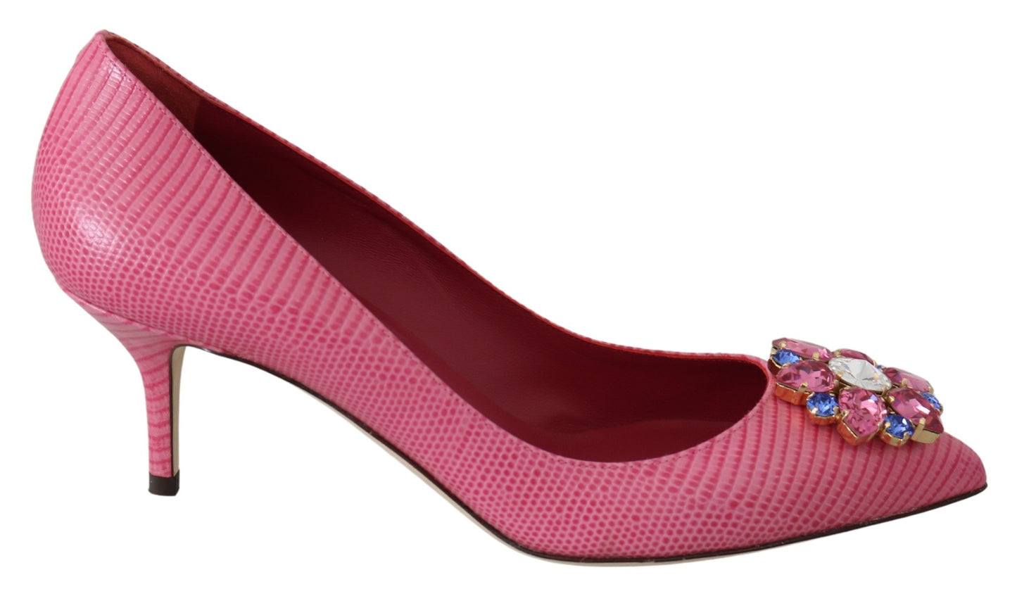 Dolce & Gabbana Elegant Pink Iguana Leather Pumps