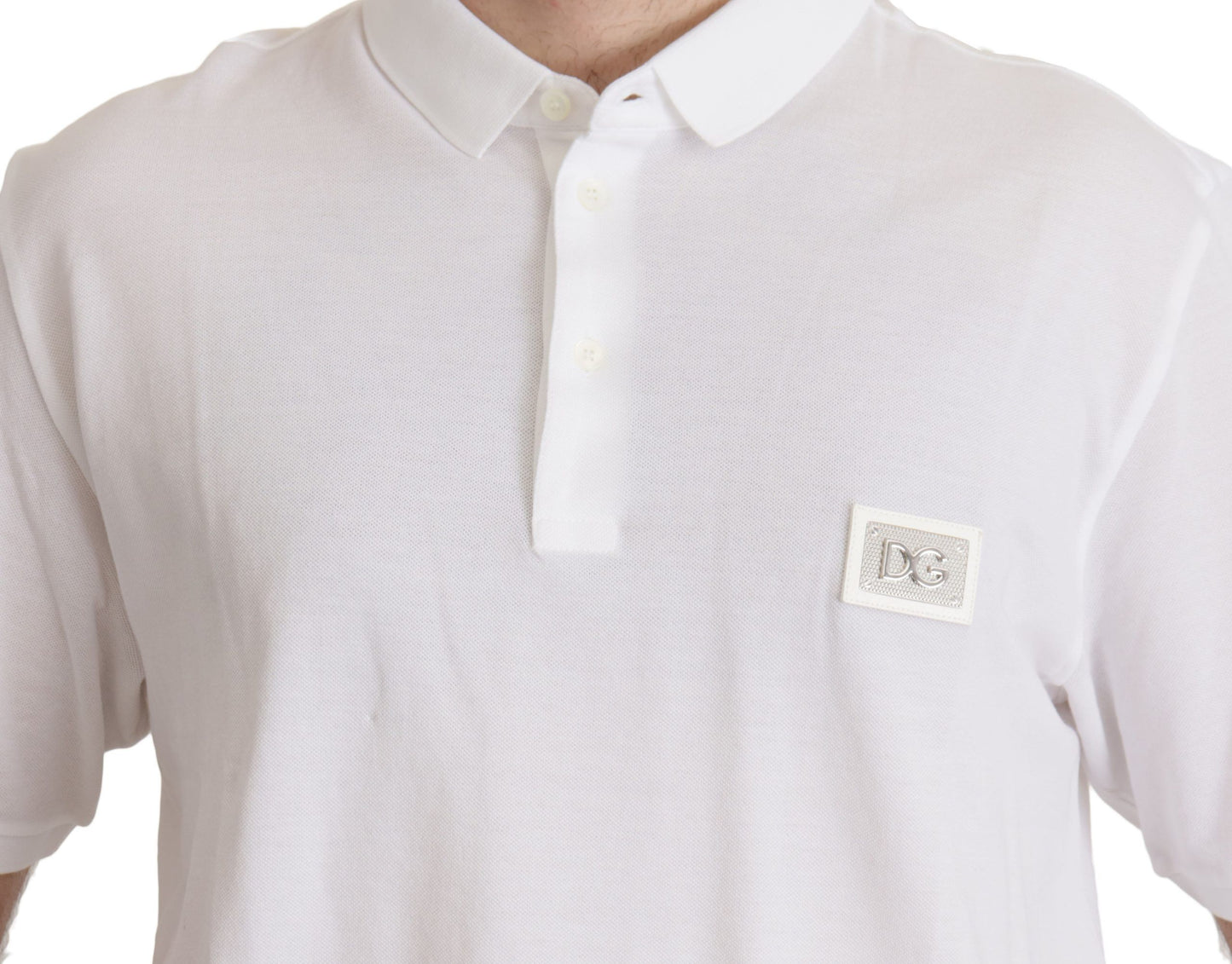 Dolce & Gabbana Elegant White Cotton Polo T-Shirt