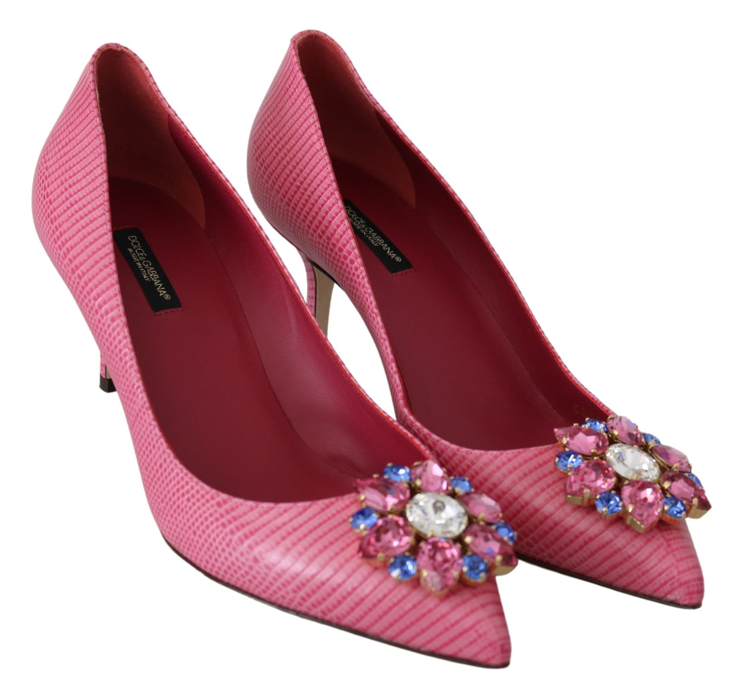 Dolce & Gabbana Elegant Pink Iguana Leather Pumps