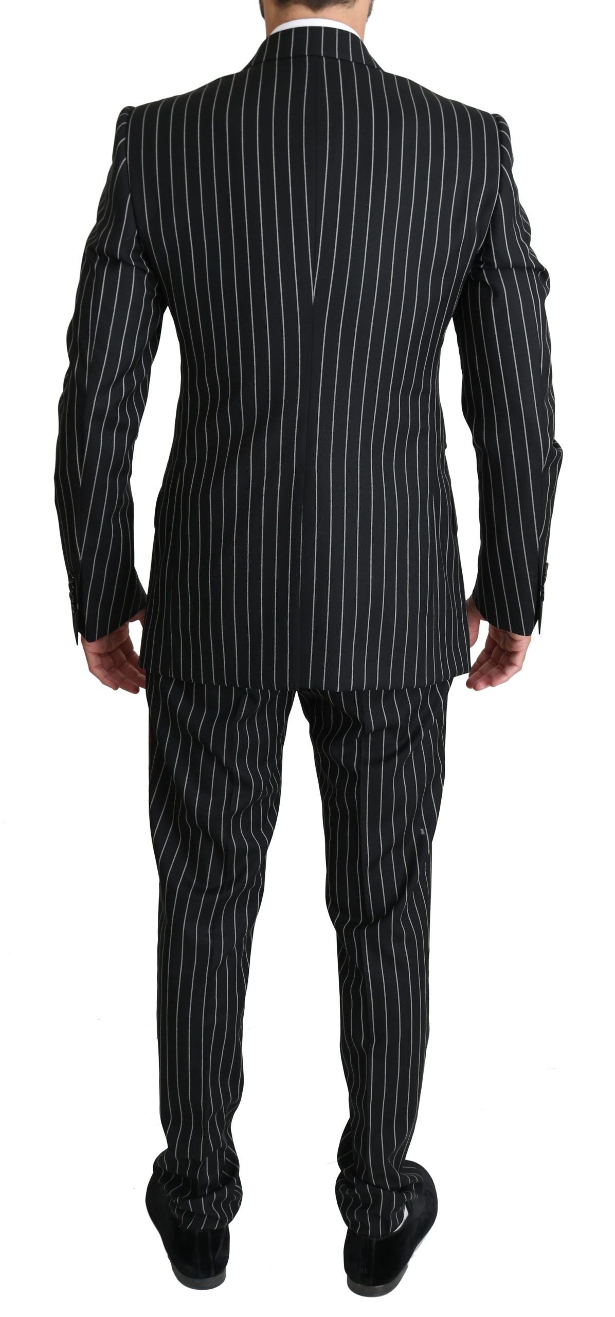 Dolce & Gabbana Elegant Black Striped Three-Piece Suit