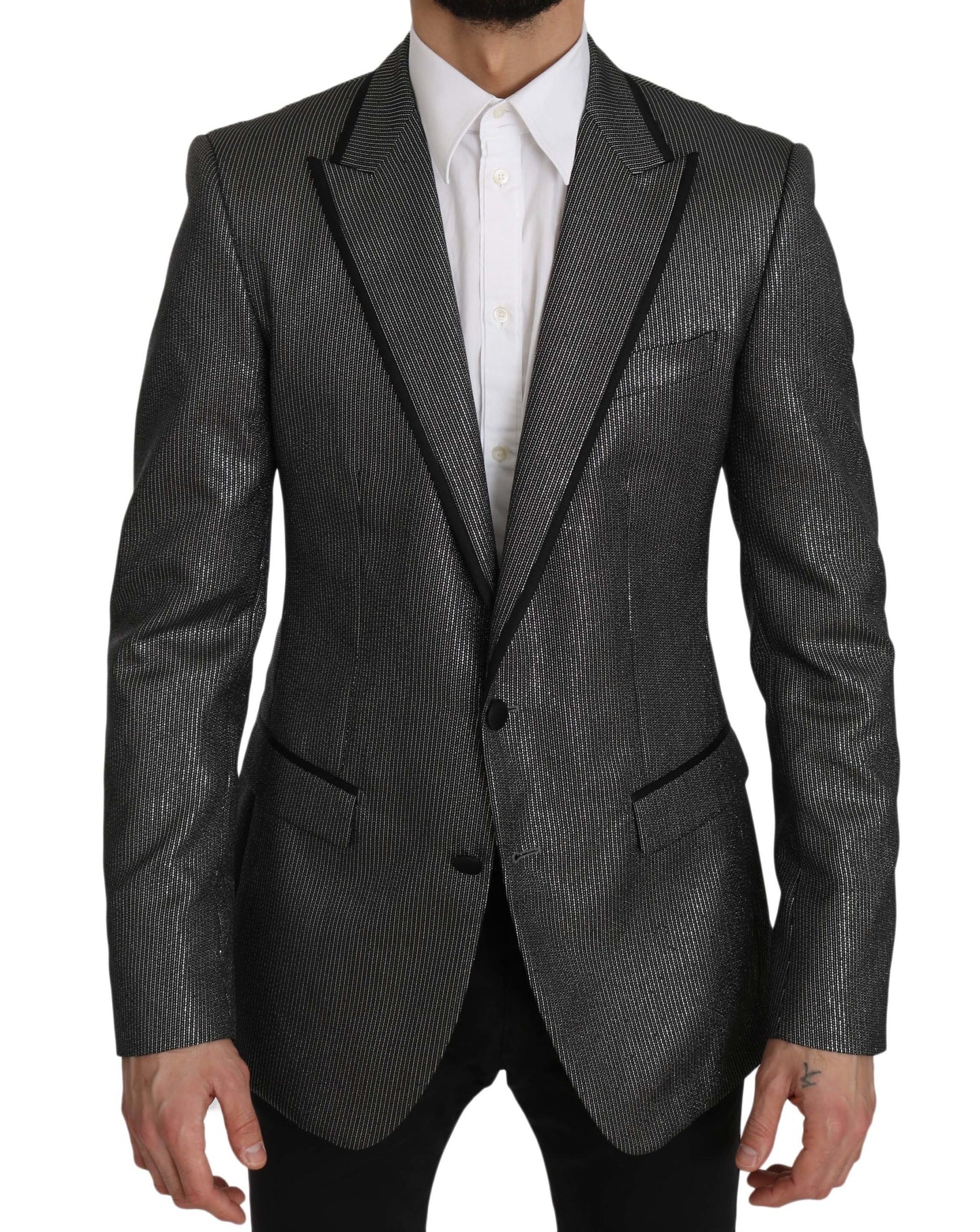 Dolce & Gabbana Sleek Martini Gray Striped Men's Blazer