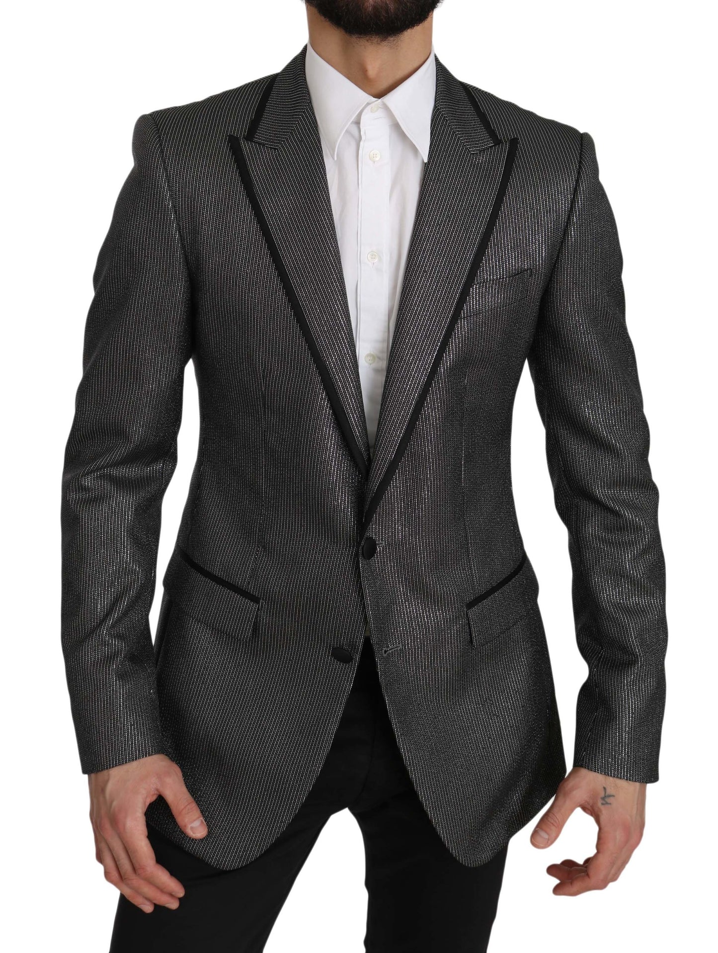 Dolce & Gabbana Sleek Martini Gray Striped Men's Blazer