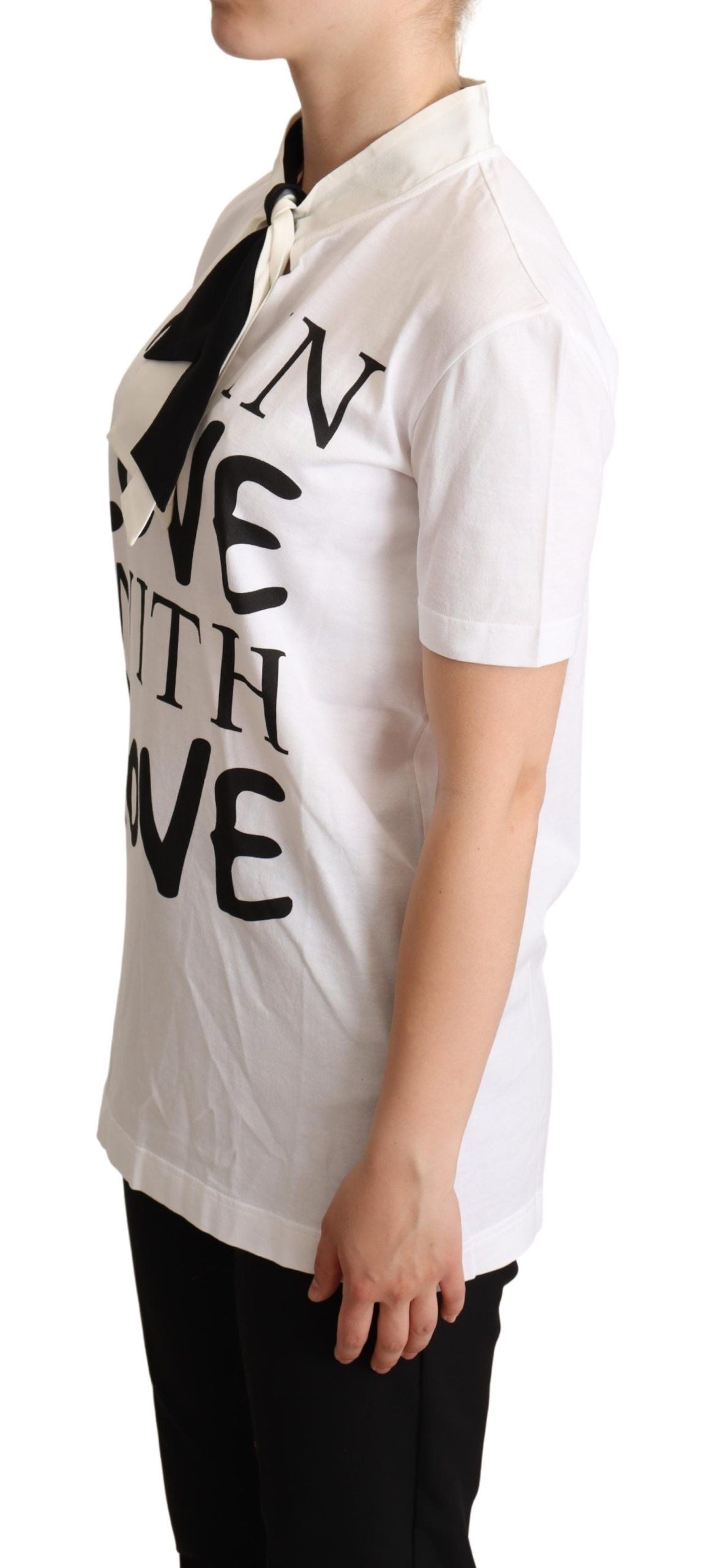 Dolce & Gabbana Chic Love Slogan Silk Cotton Tee