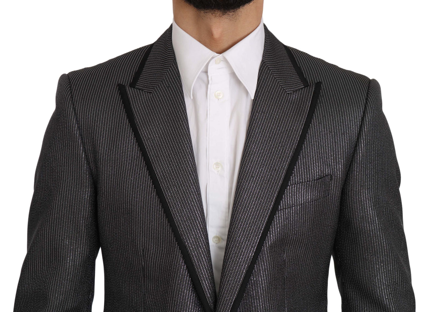 Dolce & Gabbana Sleek Martini Gray Striped Men's Blazer