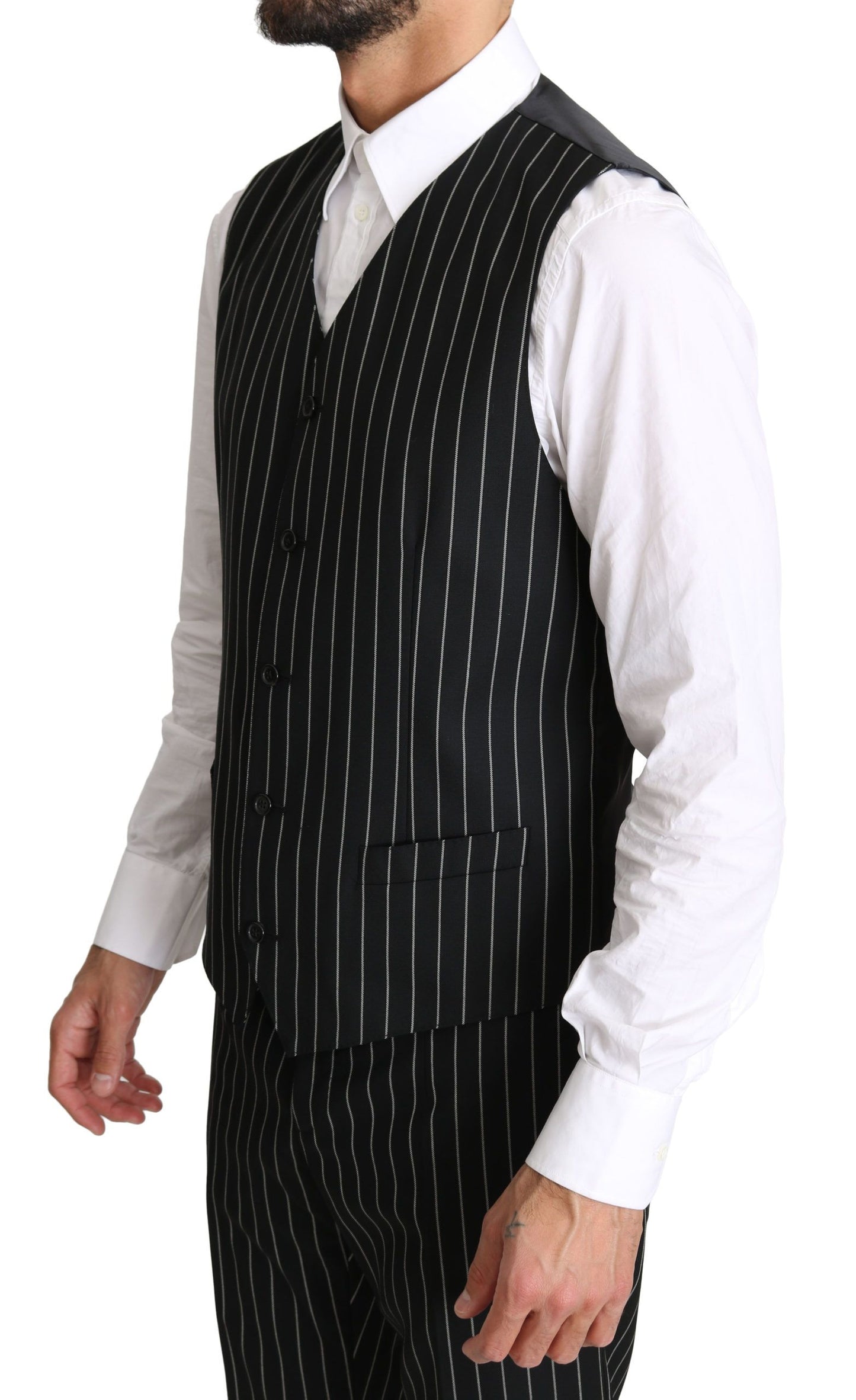 Dolce & Gabbana Elegant Black Striped Three-Piece Suit