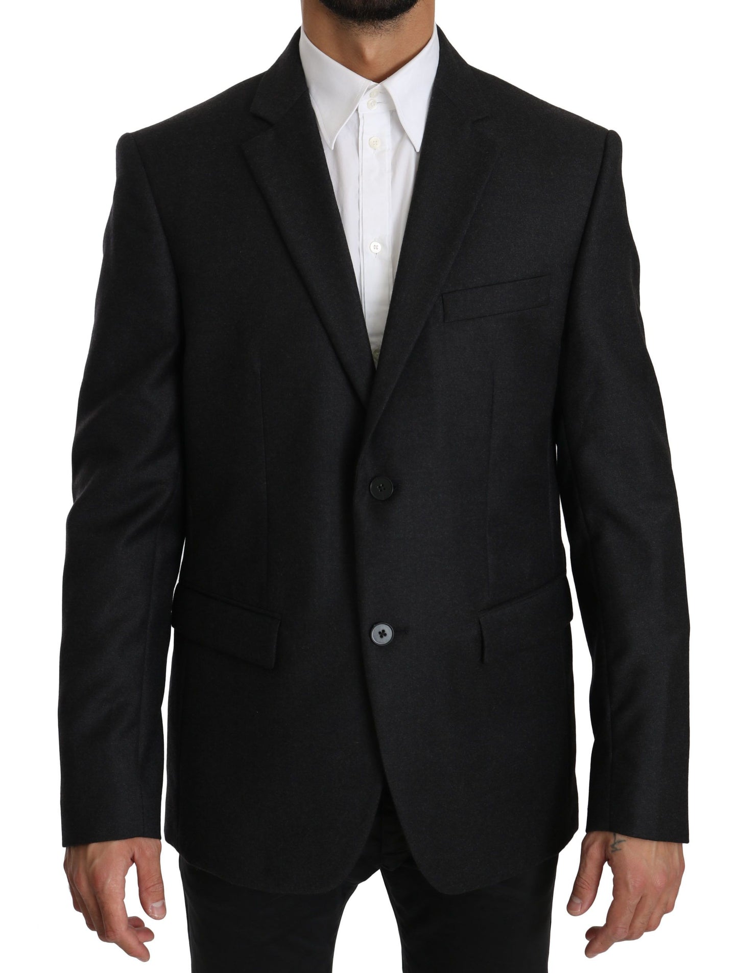 Dolce & Gabbana Elegant Gray Virgin Wool Formal Blazer