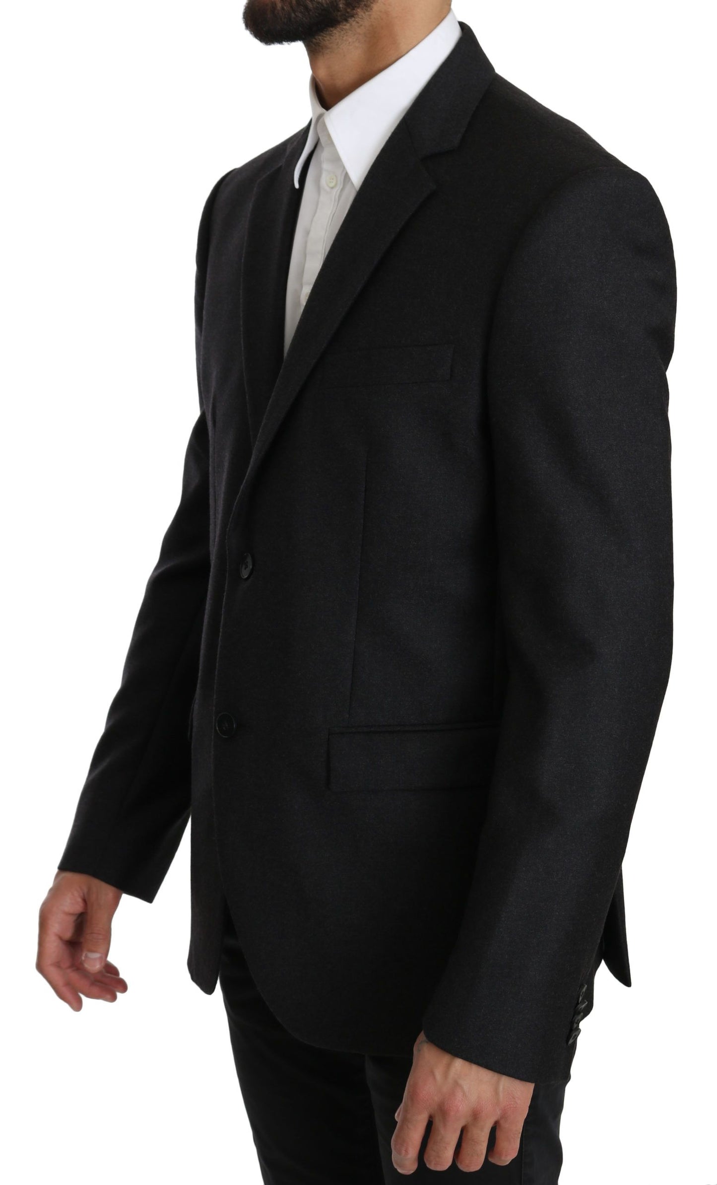 Dolce & Gabbana Elegant Gray Virgin Wool Formal Blazer