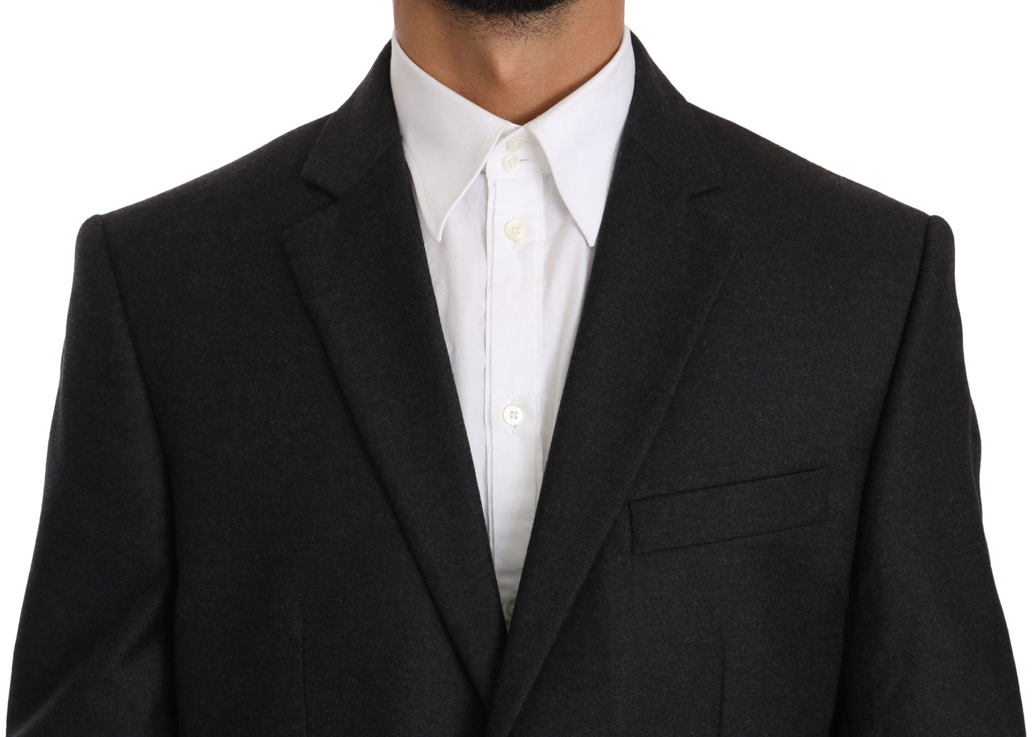 Dolce & Gabbana Elegant Gray Virgin Wool Formal Blazer