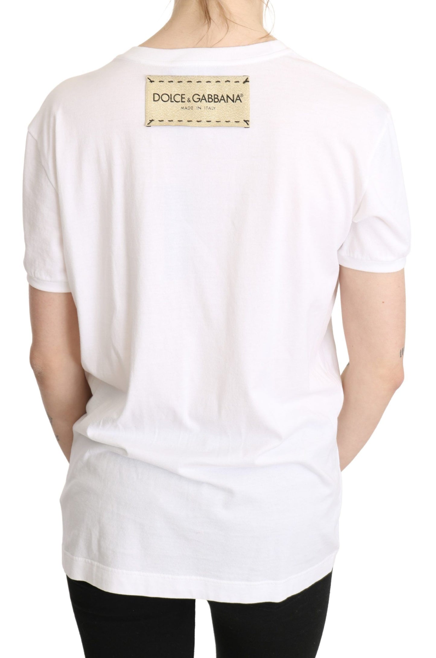 Dolce & Gabbana Elegant White Cotton Tee with Heart Embroidery