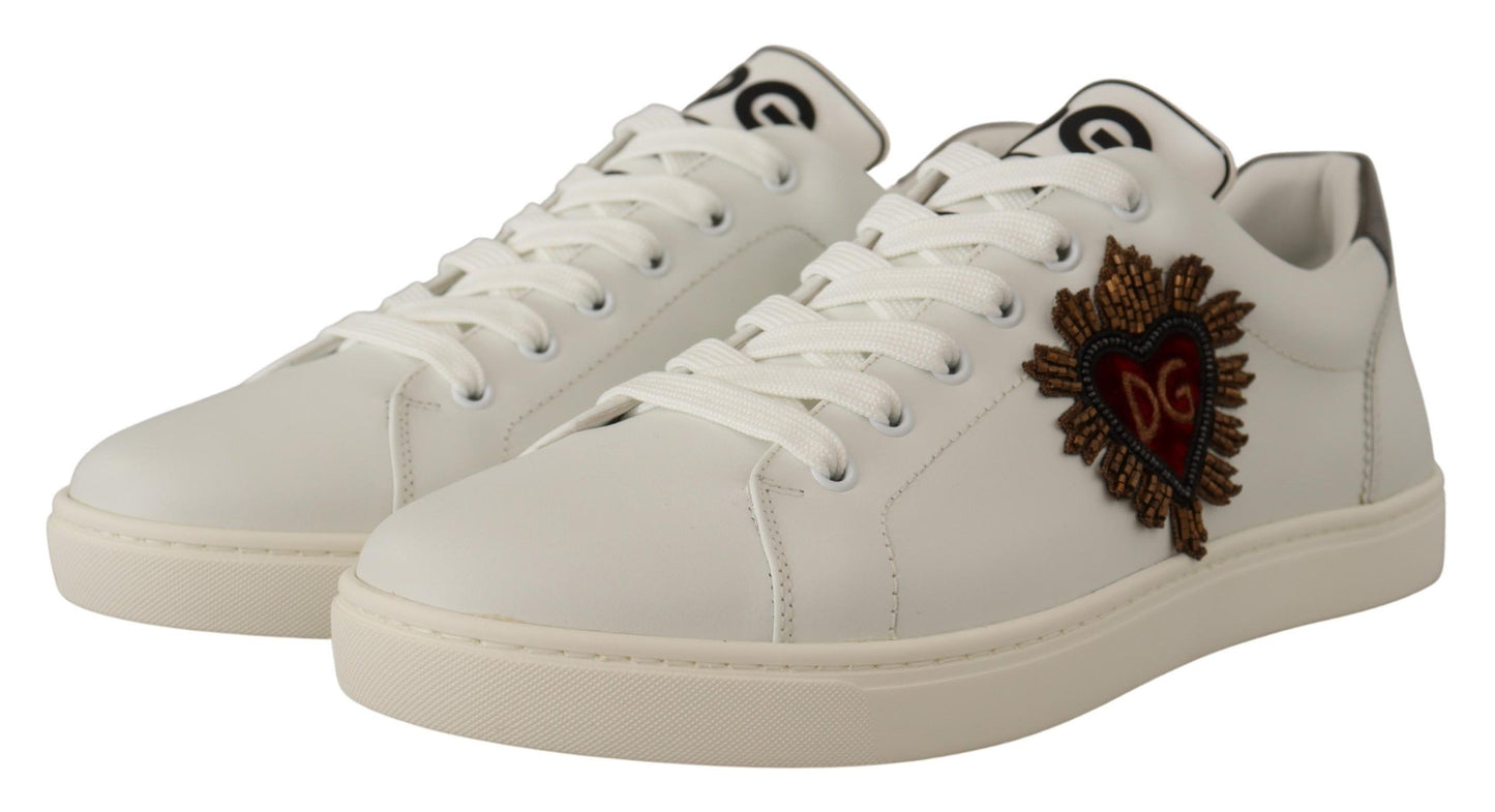 Dolce & Gabbana White Leather Low-Top Sneakers