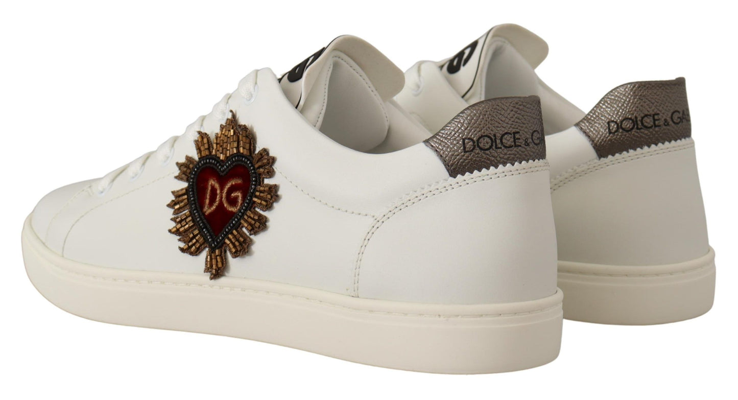 Dolce & Gabbana White Leather Low-Top Sneakers